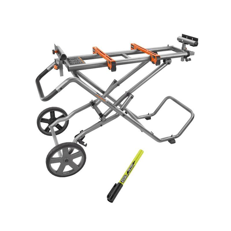 Soporte universal para sierra inglete móvil RIDGID con abrazaderas de montaje y marcador permanente de punta fina negro para taller - AC9946-RPM121
