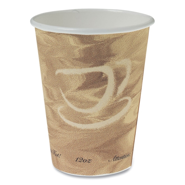 Dart Mistique Polycoated Hot Paper Cup, 12 oz., Printed, Brown, PK1000 - 412MSN-0029
