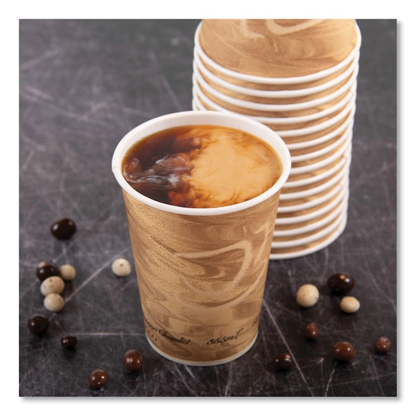 Dart Mistique Polycoated Hot Paper Cup, 12 oz., Printed, Brown, PK1000 - 412MSN-0029