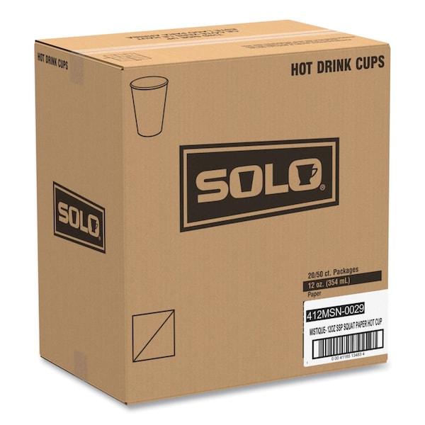 Dart Mistique Polycoated Hot Paper Cup, 12 oz., Printed, Brown, PK1000 - 412MSN-0029