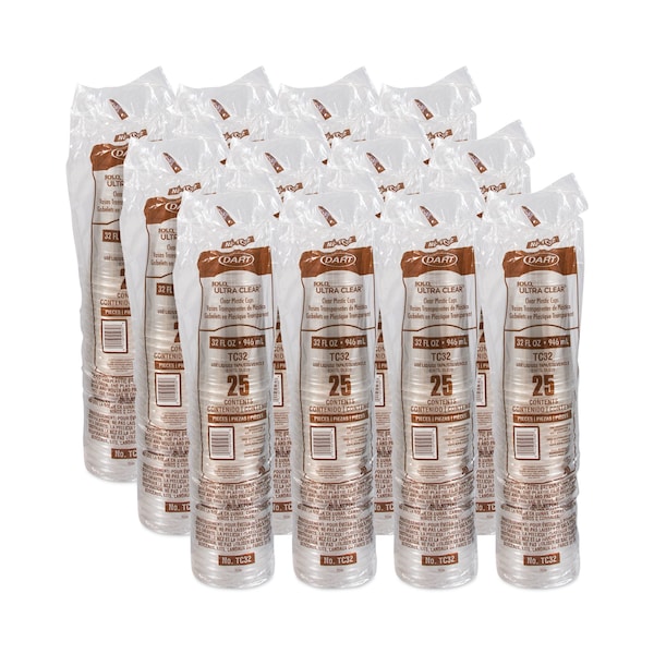 Dart Ultra Clear PETE Cold Cups, 32 oz, Clear, PK300 - TC32