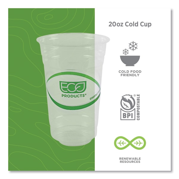 Eco-Products GreenStripe Renewable and Compostable Cold Cups, 20 oz, Clear, PK1000 - EP-CC20-GS