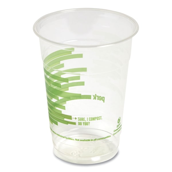 Perk Eco-ID Compostable PLA Corn Plastic Cold Cups, 16 oz, Clear/Green, PK300, 300PK - PK56197