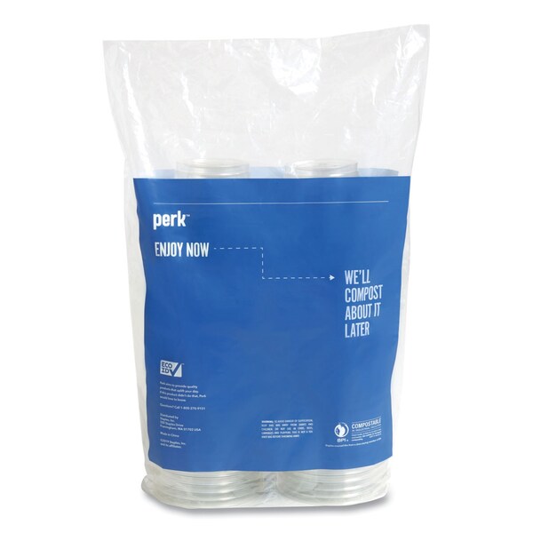 Perk Eco-ID Compostable PLA Corn Plastic Cold Cups, 16 oz, Clear/Green, PK300, 300PK - PK56197