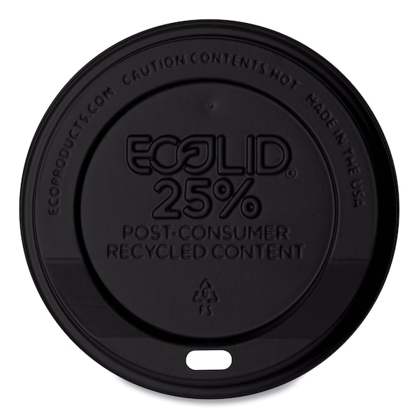 Eco-Products EcoLid 25% Recy Content Hot Cup Lid, Black, F/10-20oz, PK1000 - EP-HL16-BR