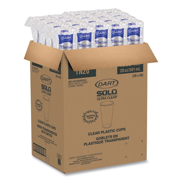 Dart Ultra Clear PETE Cold Cups, 20 oz., PK1000 - TN20