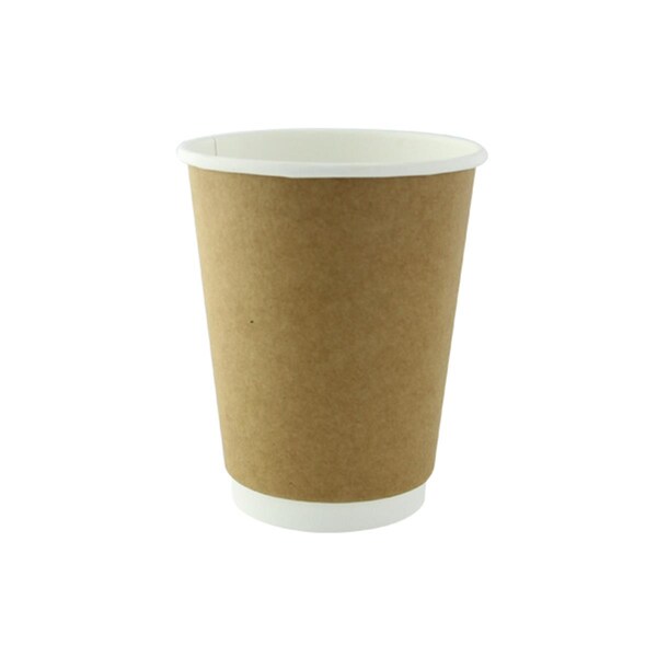 Packnwood 10 oz Double Wall Kraft Compostable Paper Cups, 3.5 x 3.7 in. - 210GCDW10K