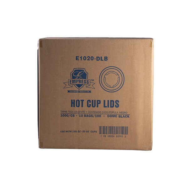Empress Dome Lid for 10-20oz Paper Hot Cups Black 9 cm Rim, 100PK - E1020-DLB