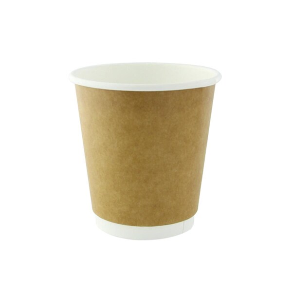 Packnwood 8 oz Double Wall Kraft Compostable Paper Cups, 3.15 x 3.5 in. - 210GCDW8K