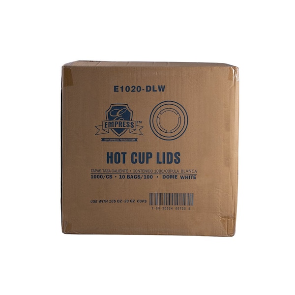 Empress Dome Lid for 10-20oz Paper Hot Cups White, 100PK - E1020-DLW