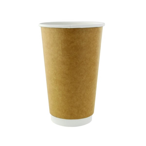 Packnwood 16 oz Double Wall Kraft Compostable Paper Cups, 3.5 x 5.4 in. - 210GCDW16K