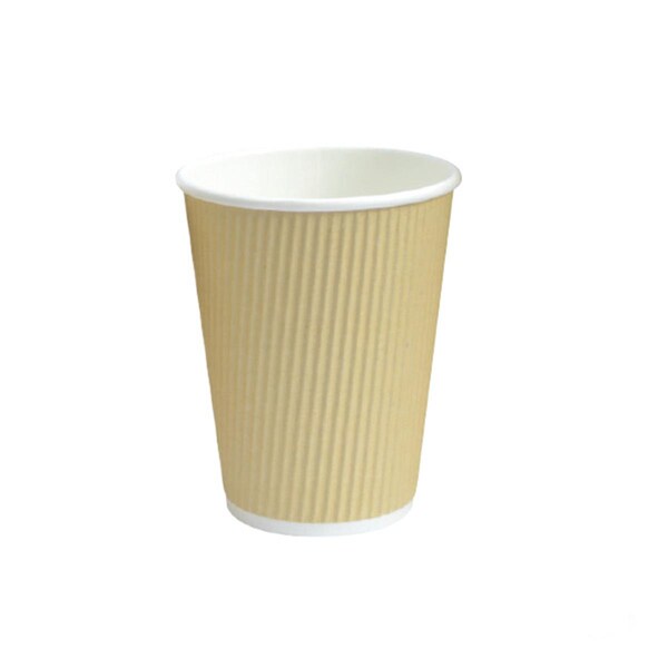 Packnwood 10 oz Rippled Beige Cups, 3.5 x 4 in. - 210GCR10BG