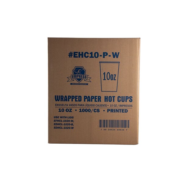 Empress 10oz Wrapped Squat Paper Hot Cup Stock Good Day Print, 50PK - EHC10-P-W