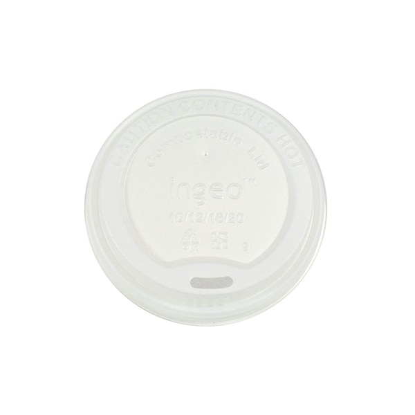 Americareroyal PrimeWare CPLA Hot Cup Lid 10-20 oz Compostable, 50PK - CHCL-1020