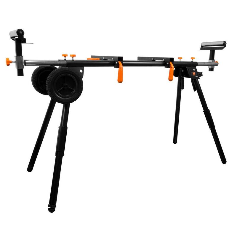 Soporte plegable para sierra ingleteadora con ruedas y 3 tomas integradas - MSA330