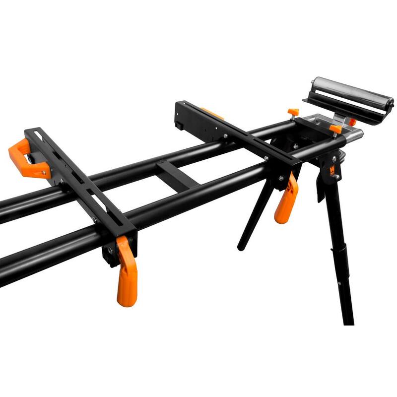 Soporte plegable para sierra ingleteadora con ruedas y 3 tomas integradas - MSA330