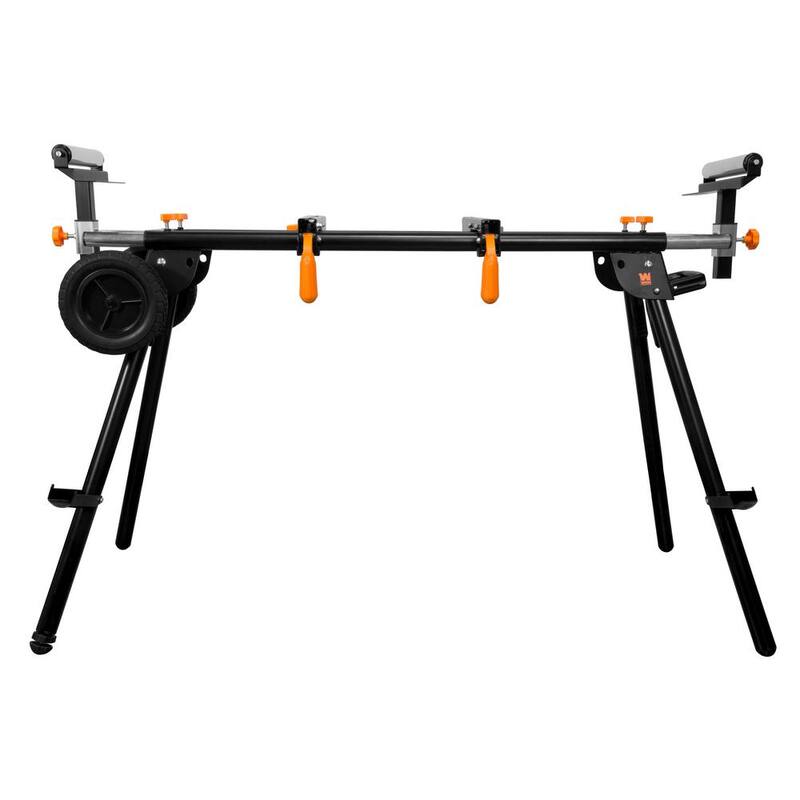 Soporte plegable para sierra ingleteadora con ruedas y 3 tomas integradas - MSA330