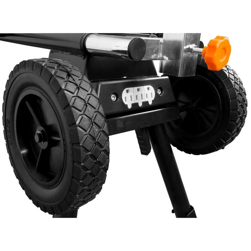 Soporte plegable para sierra ingleteadora con ruedas y 3 tomas integradas - MSA330