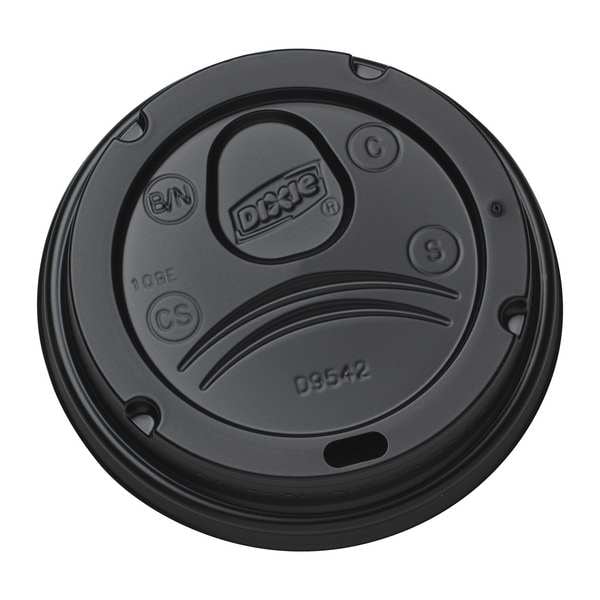 Dixie Lid for 12 to 20 oz. Hot Cup, Dome, Sip Through, Black, Pk1000 - D9542B