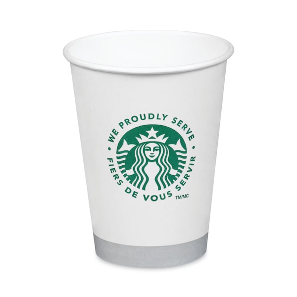Starbucks Hot Cups, 12oz, White with Green Logo, PK1000 - 438582