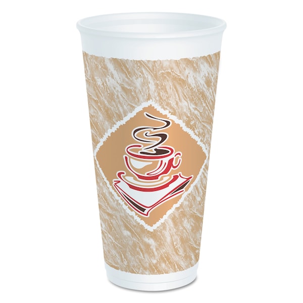 Dart Cafe G Foam Hot/Cold Cups, 20 oz, Brown/Red/White, PK20 - 20X16G