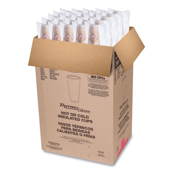 Dart Cafe G Foam Hot/Cold Cups, 20 oz, Brown/Red/White, PK20 - 20X16G