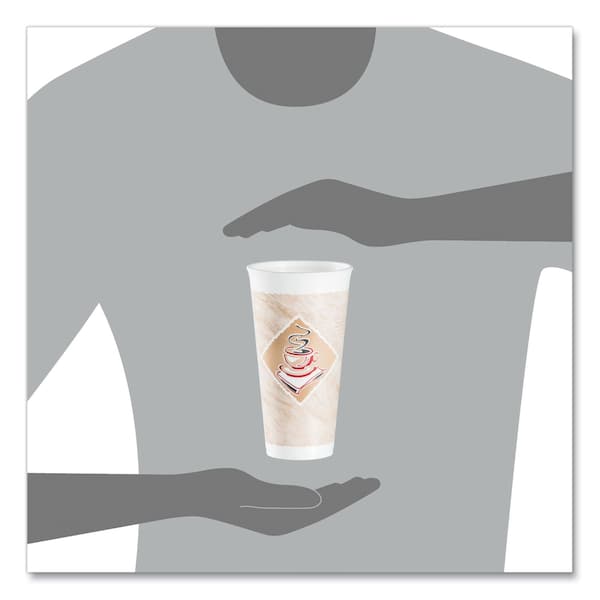 Dart Cafe G Foam Hot/Cold Cups, 20 oz, Brown/Red/White, PK20 - 20X16G