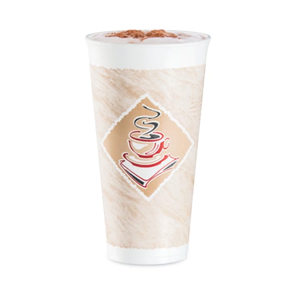 Dart Cafe G Foam Hot/Cold Cups, 20 oz, Brown/Red/White, PK20 - 20X16G