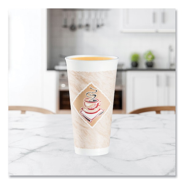 Dart Cafe G Foam Hot/Cold Cups, 20 oz, Brown/Red/White, PK20 - 20X16G