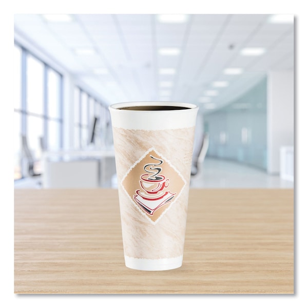 Dart Cafe G Foam Hot/Cold Cups, 20 oz, Brown/Red/White, PK20 - 20X16G