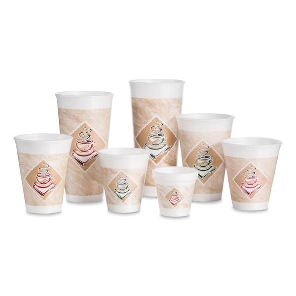 Dart Cafe G Foam Hot/Cold Cups, 20 oz, Brown/Red/White, PK20 - 20X16G