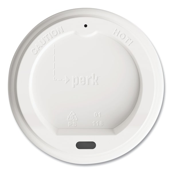 Perk Plastic Hot Cup Lids, Fits 10 oz, 12 oz, 16 oz Cups, White, PK50, 50PK - PK54369
