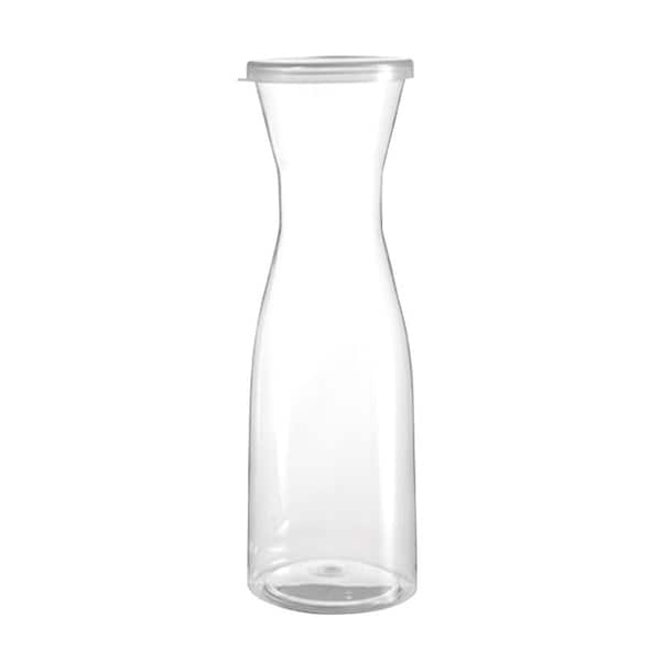 Smarty Had A Party 35 oz. Clear Large Disposable Plastic Wine Carafes with Lids (12 Carafes), 12PK - 2685-CASE