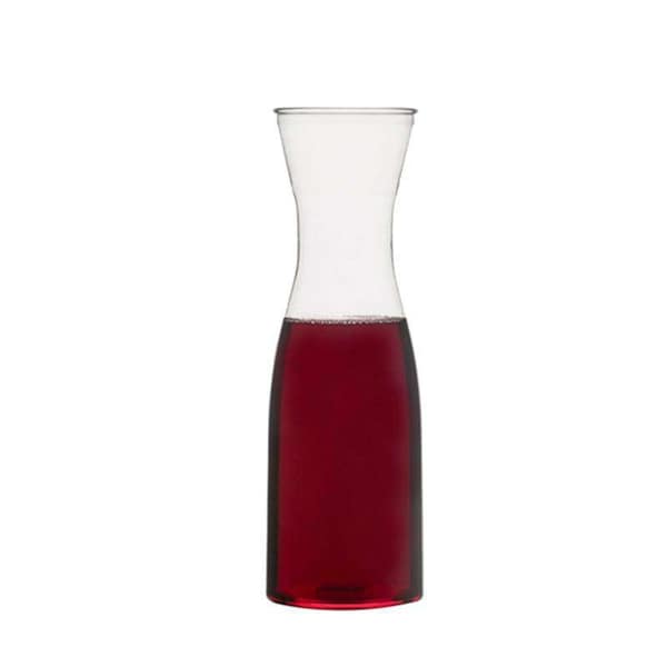 Smarty Had A Party 35 oz. Clear Large Disposable Plastic Wine Carafes with Lids (12 Carafes), 12PK - 2685-CASE