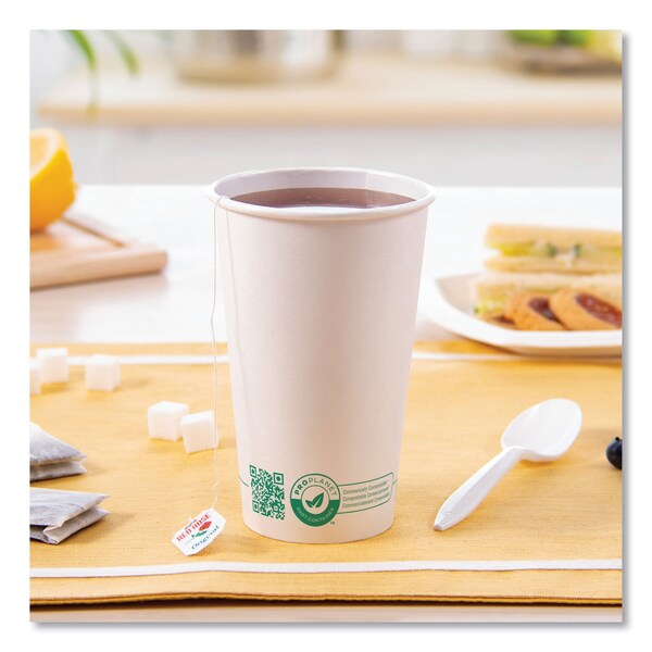 Solo Compostable Paper Hot Cups, ProPlanet Seal, 16 oz, White/Green, 1000PK - 316PLA-PLANET