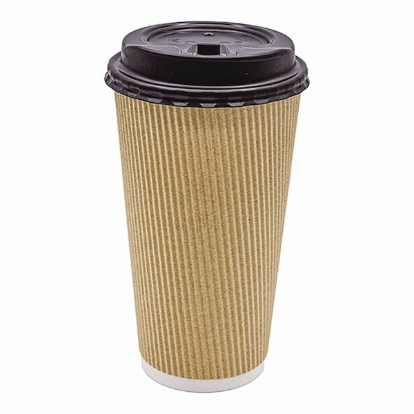 Karat Ripple Hot Cups, 20 oz, Kraft/White, 500PK - C-KRC520