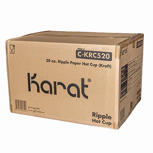 Karat Ripple Hot Cups, 20 oz, Kraft/White, 500PK - C-KRC520