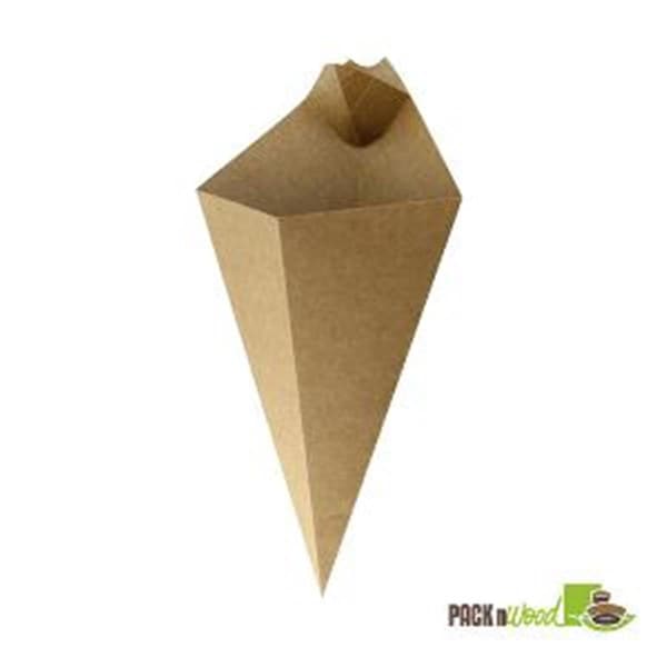 Omg Kraft Paper Conewith Built-In Sauce Cup 8.9 in. - OM1608830