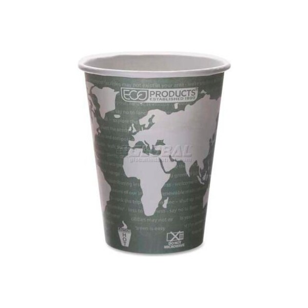 Eco-Products Eco-Products Hot Paper Cups, World Art, 12 Oz., Plant-Based Resin Inner Lining, 50/Pack, Gray - ECOEPBHC12WA