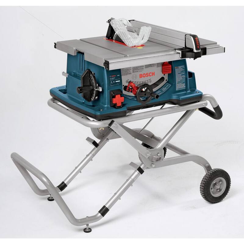 Soporte de sierra de mesa plegable portátil con sistema de elevación por gravedad y ruedas - TS2100 de Bosch