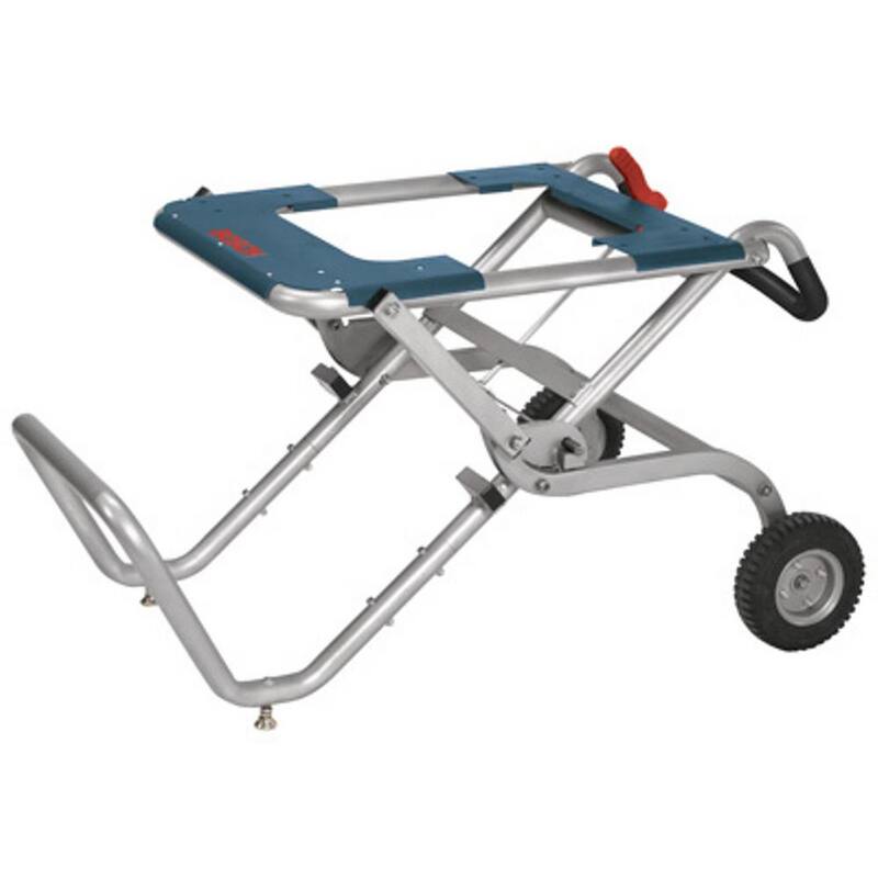 Soporte de sierra de mesa plegable portátil con sistema de elevación por gravedad y ruedas - TS2100 de Bosch