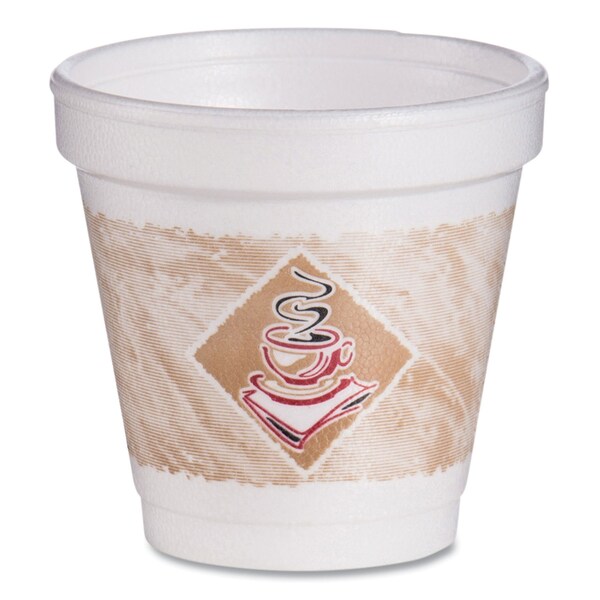 Dart ThermoGlaze Insulated Foam Cups Stock Prints, 4 oz, White/Beige/Red, 1000PK - 4J4G