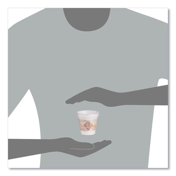 Dart ThermoGlaze Insulated Foam Cups Stock Prints, 4 oz, White/Beige/Red, 1000PK - 4J4G