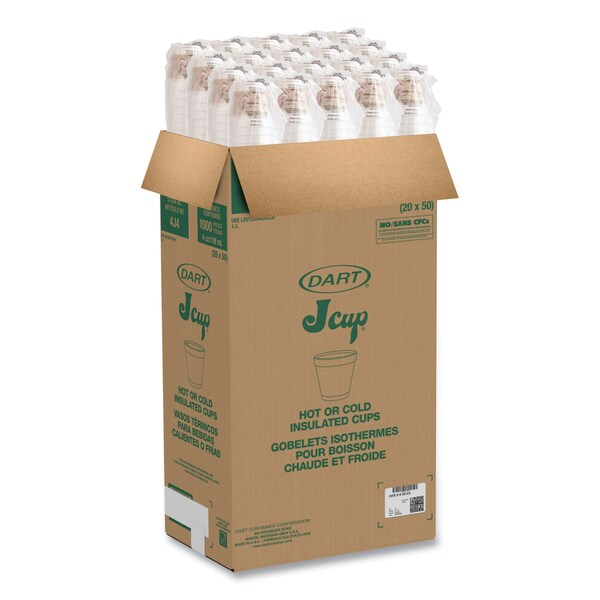 Dart ThermoGlaze Insulated Foam Cups Stock Prints, 4 oz, White/Beige/Red, 1000PK - 4J4G