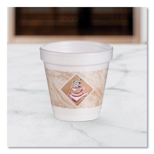 Dart ThermoGlaze Insulated Foam Cups Stock Prints, 4 oz, White/Beige/Red, 1000PK - 4J4G