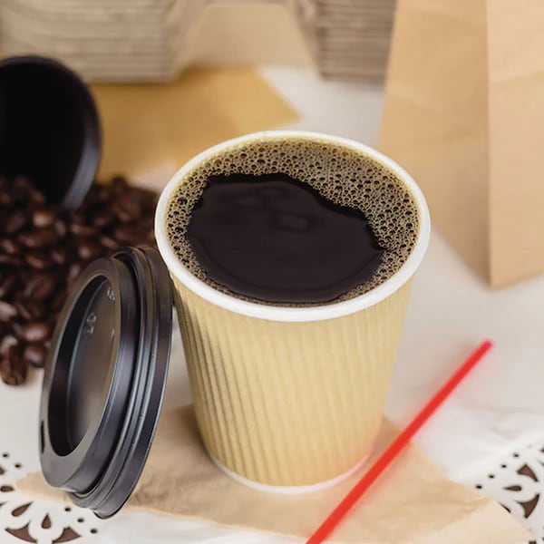 Karat Ripple Hot Cups, 8 oz, Kraft/White, 500PK - C-KRC508