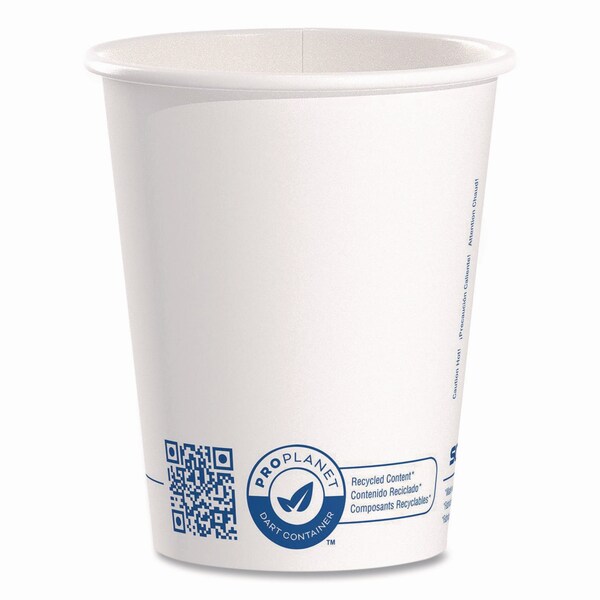 Solo Recycled Content PCF Paper Hot Cups, ProPlanet Seal, 10 oz, White, 50PK - 370RC-PLANET