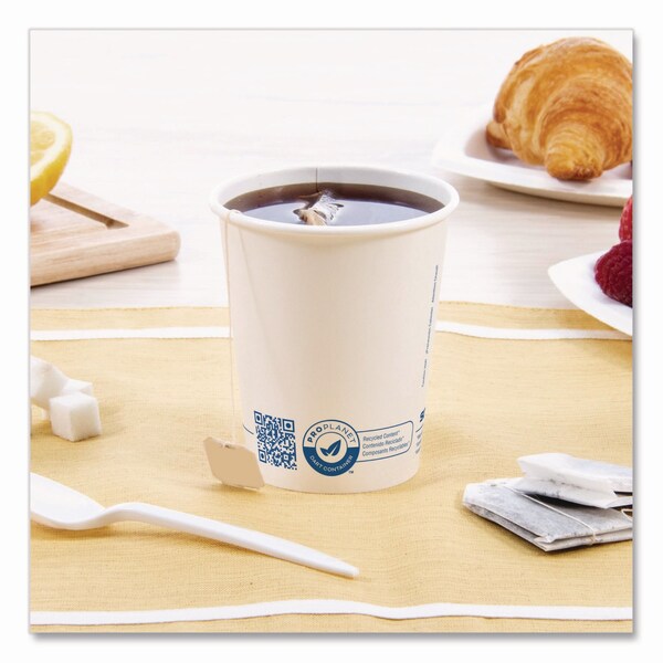 Solo Recycled Content PCF Paper Hot Cups, ProPlanet Seal, 10 oz, White, 50PK - 370RC-PLANET