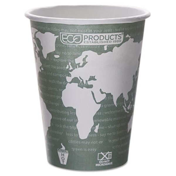 Goldengifts Eco-Products, Inc  World Art Renewable Resource Hot Cups, 12 oz, Green, 1000-Ctn - GO39308