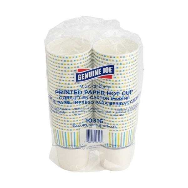 Geniune Joe CUP, PAPER, HOT, PRINTED, 8OZ, 50PK - GJO10316